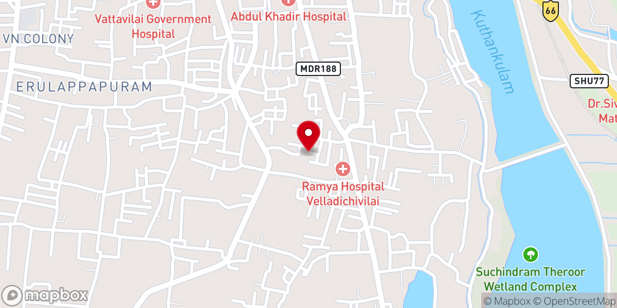 Map showing location of Panimaya Madha Tiruthalam