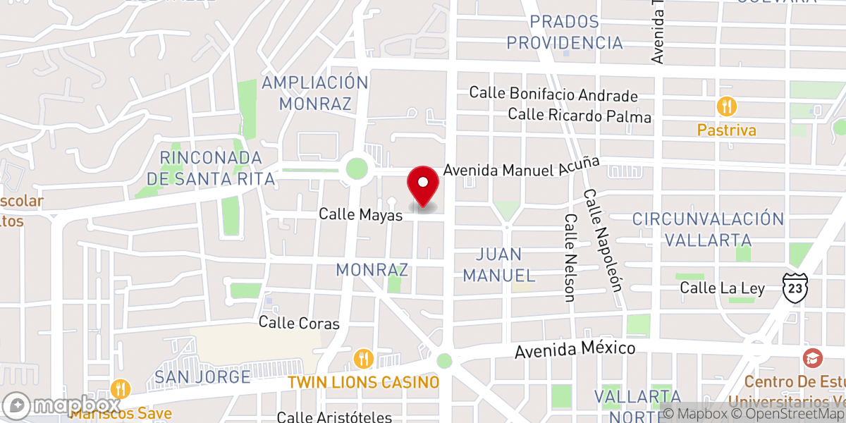 Map showing location of Parroquia de San Martín de Porres