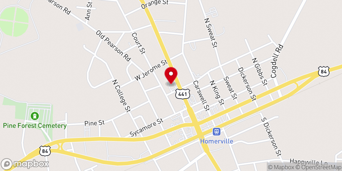 Map showing location of FedEx OnSite