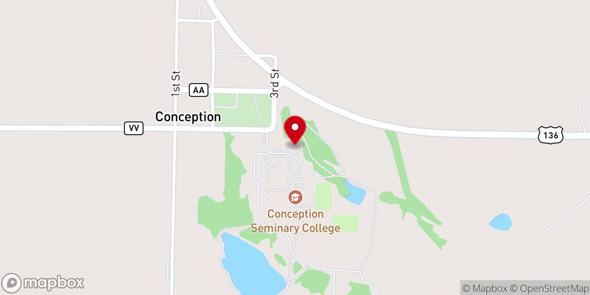Map showing location of Abbey Guest Center