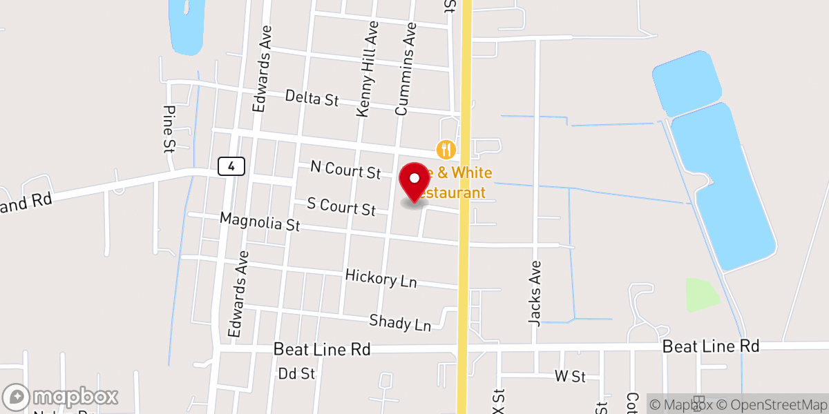 Map showing location of Tunica Presbyterian Church EPC