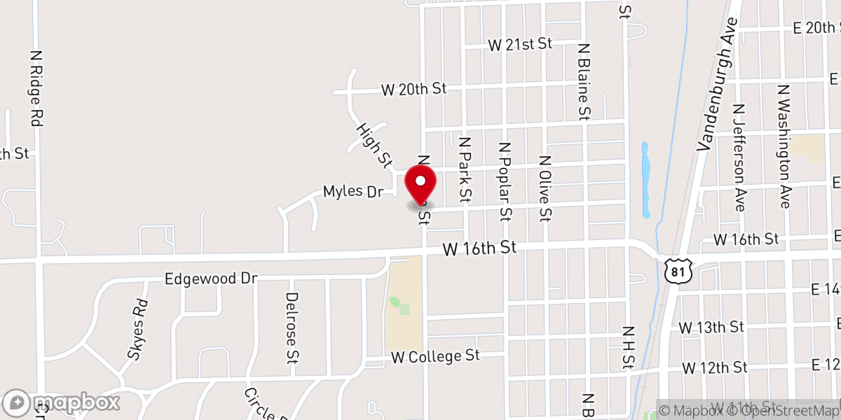 Map showing location of Harvest Baptist Church