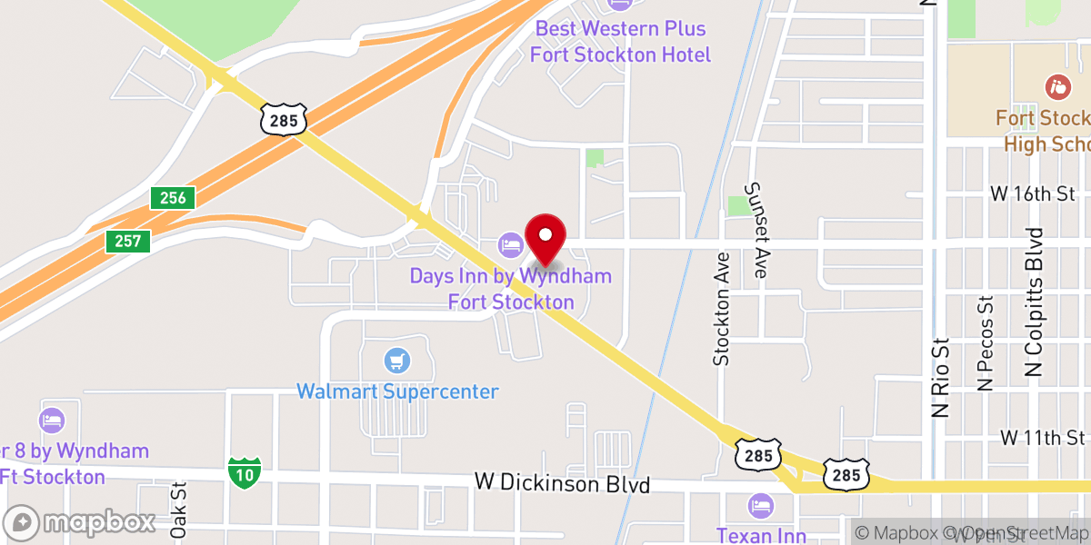 Map showing location of Quality Inn Fort Stockton