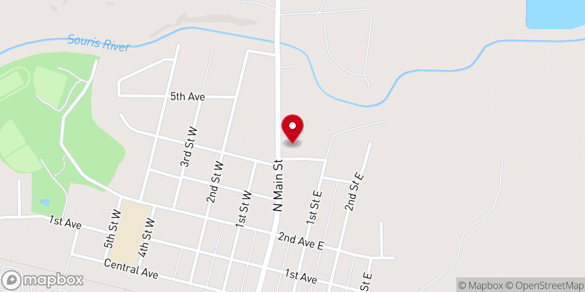 Map showing location of Velva Community Food Pantry - Food Distribution Center