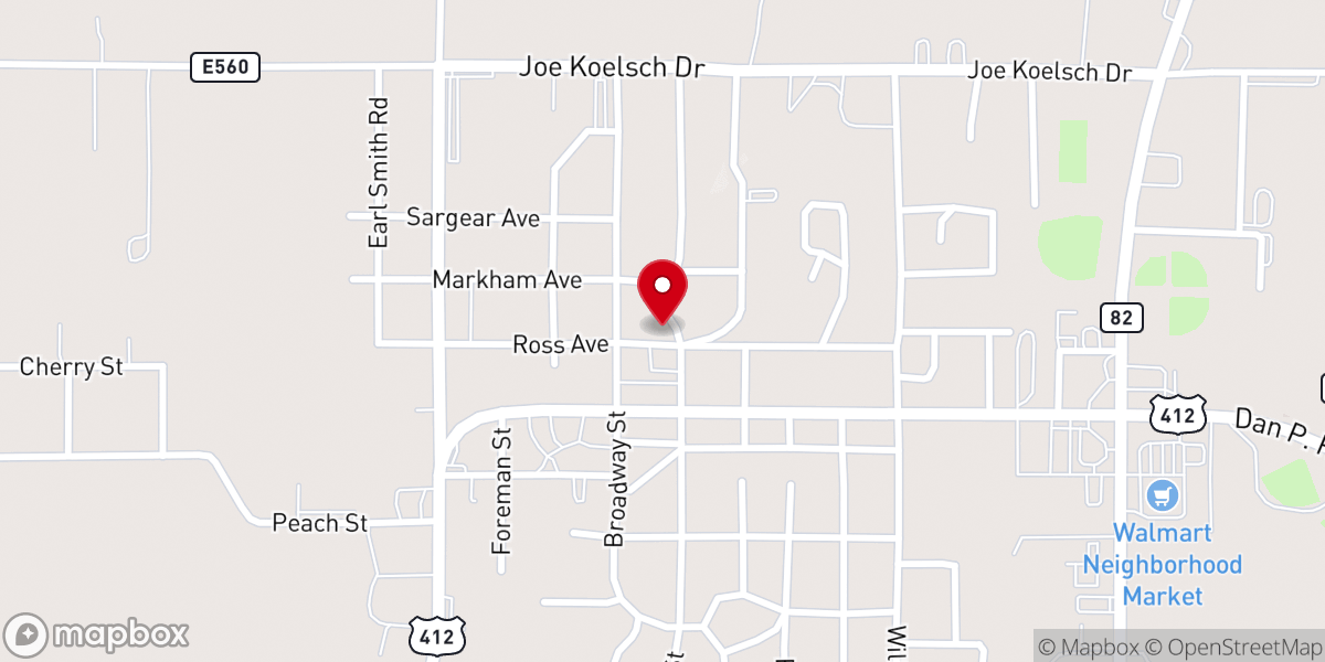 Map showing location of Locust Grove City Hall