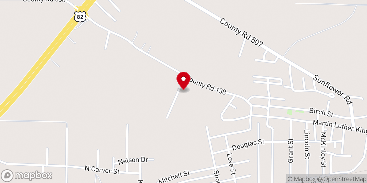 Map showing location of Beulah Grove M B Church