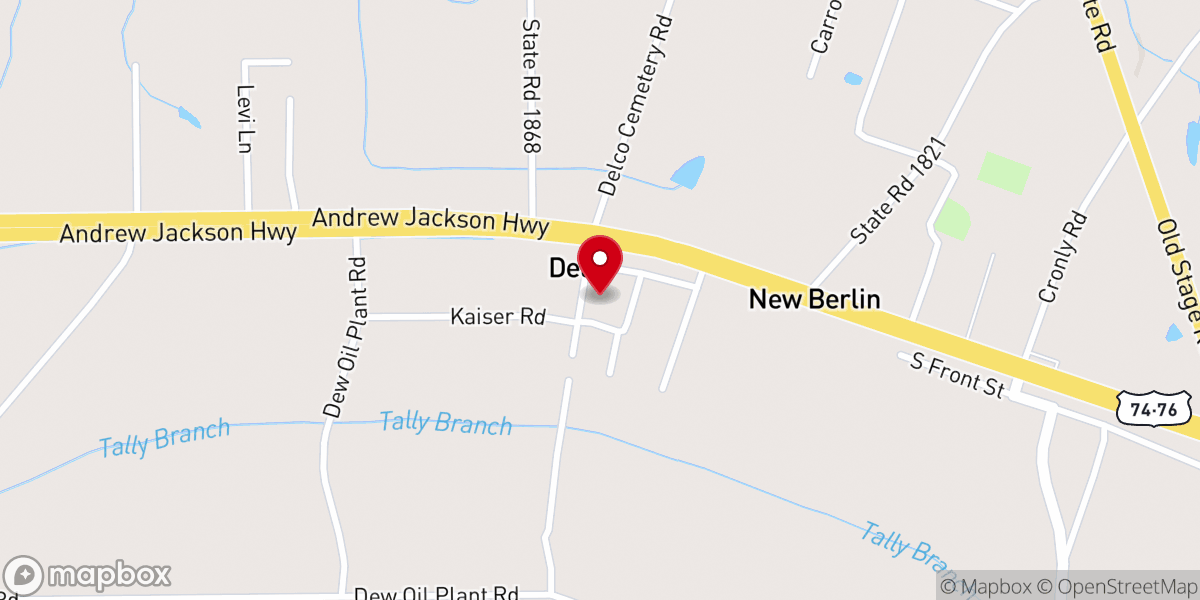 Map showing location of First Baptist Church of Delco