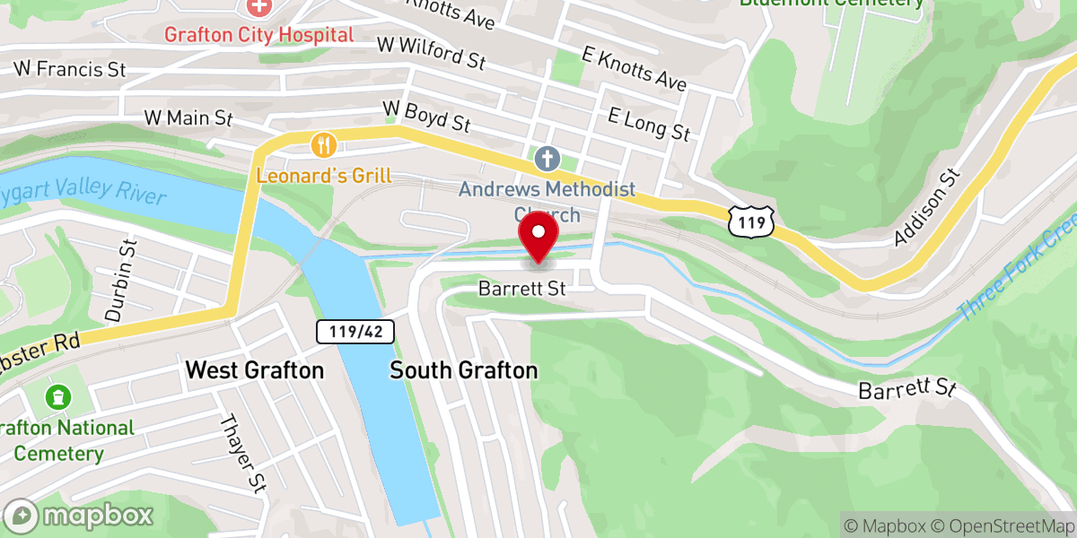 Map showing location of Calvary Apostolic Church