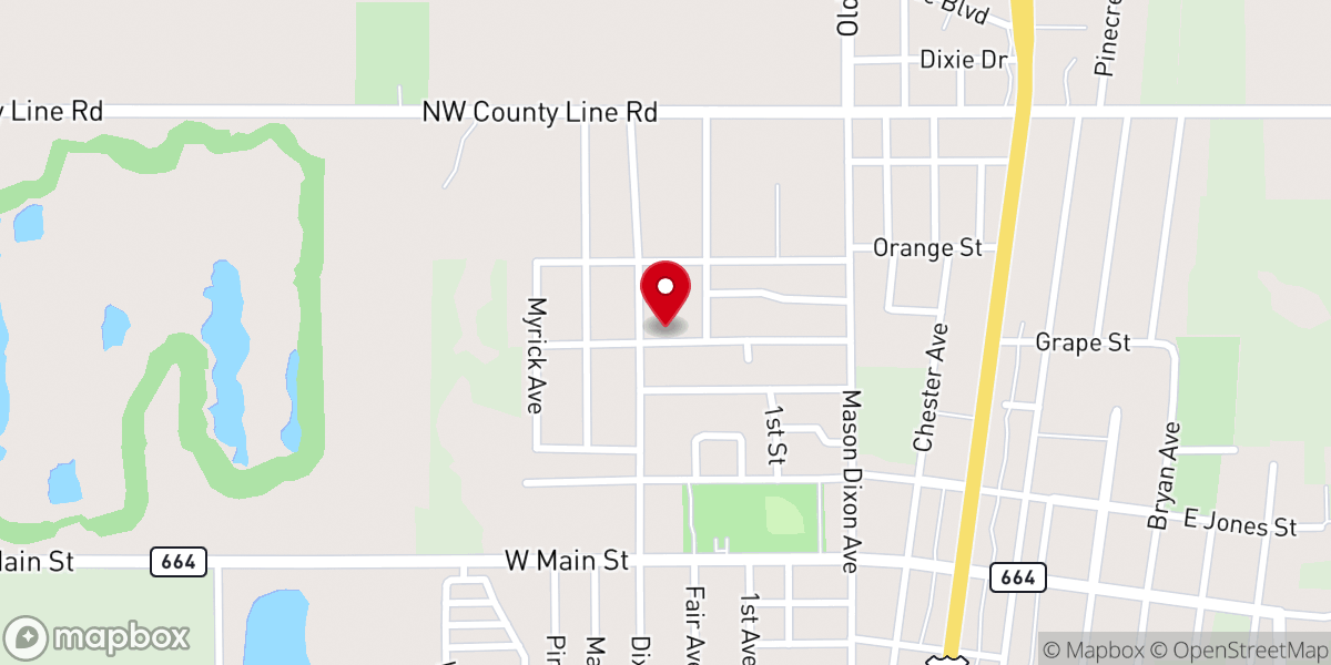 Map showing location of Chester Grove MB Church
