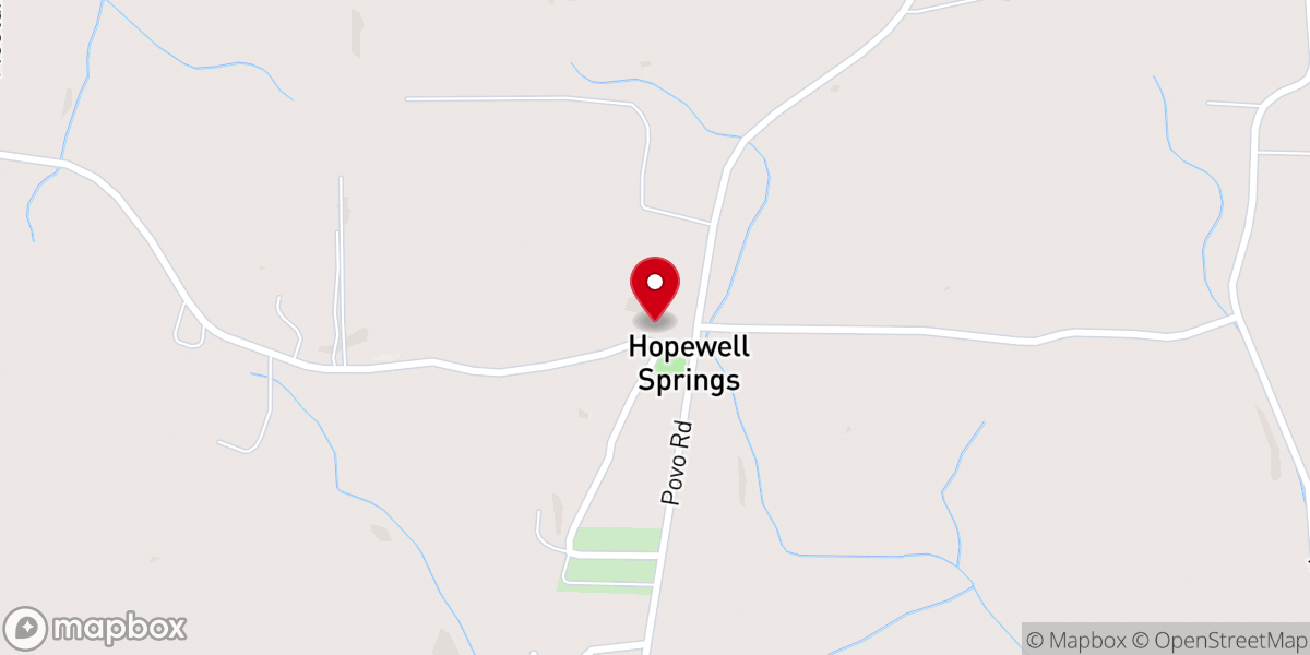Map showing location of Hopewell Springs Baptist Church