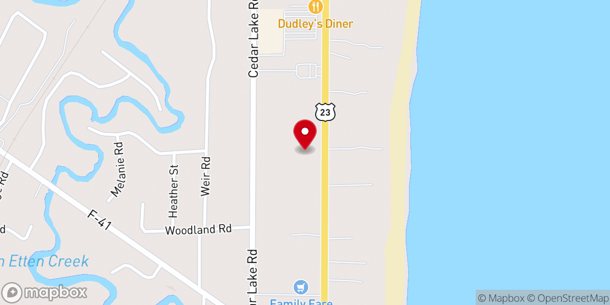 Map showing location of Oscoda Baptist Church