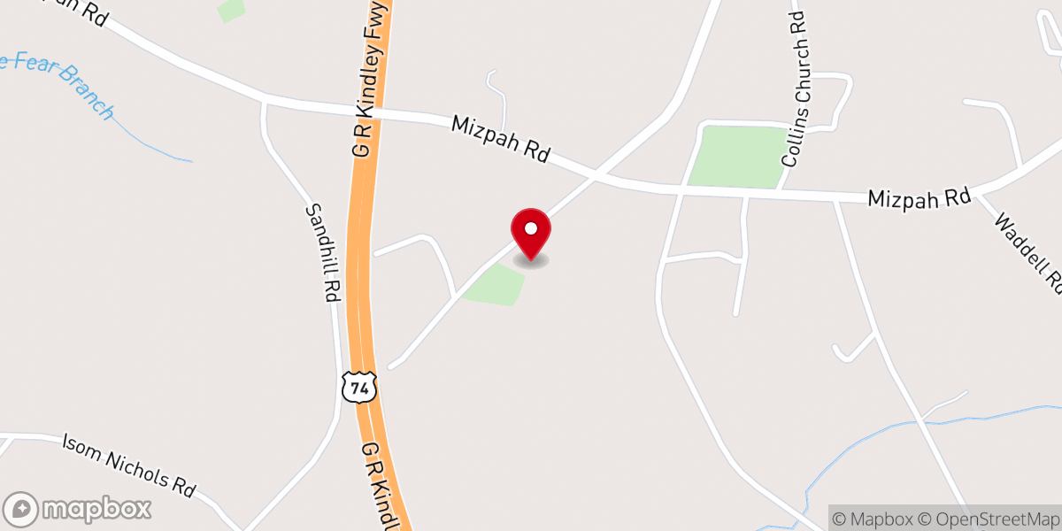 Map showing location of Poplar Springs Baptist Church