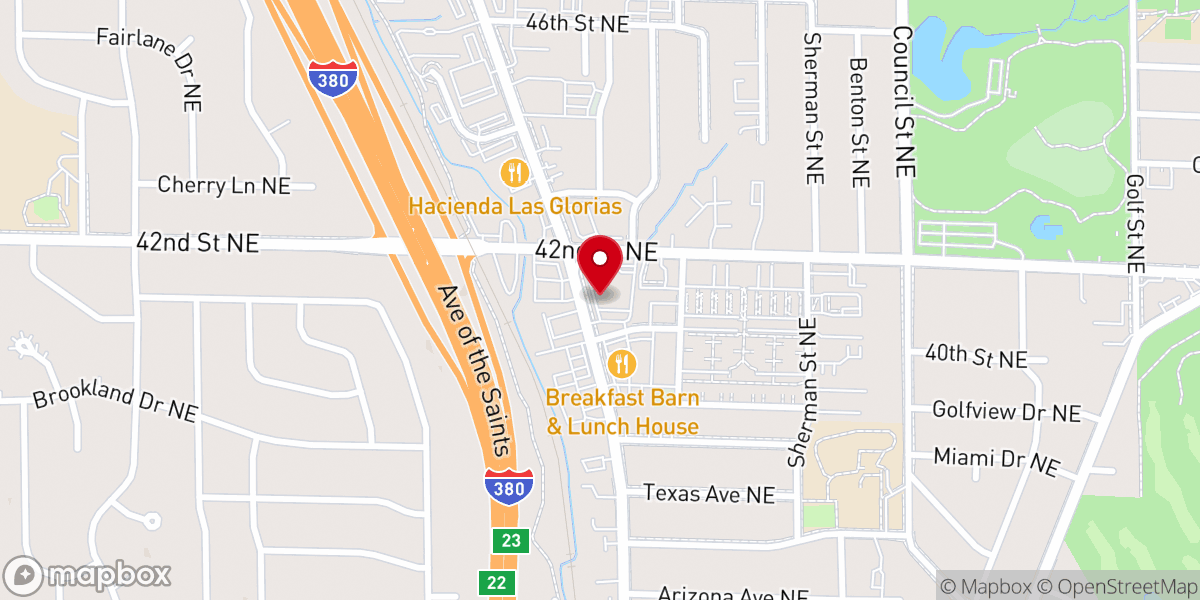 Map showing location of Cedar Rapids Christian Center