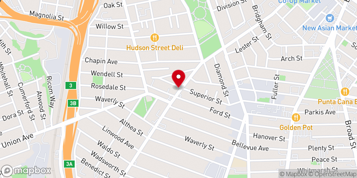 Map showing location of Bible Baptist Church