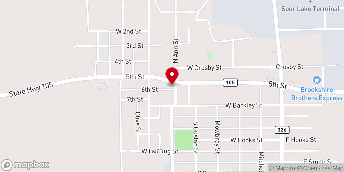 Map showing location of First United Methodist Church Sour Lake