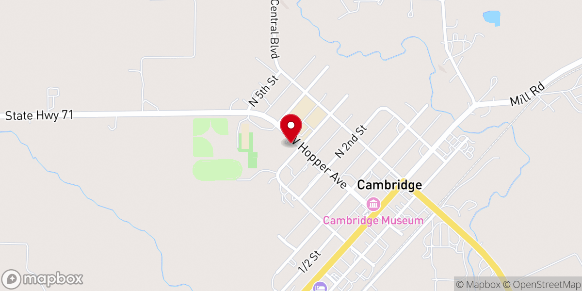 Map showing location of Assembly of God Church