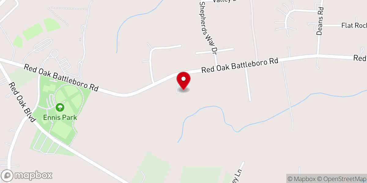 Map showing location of Calvary Chapel of Red Oak
