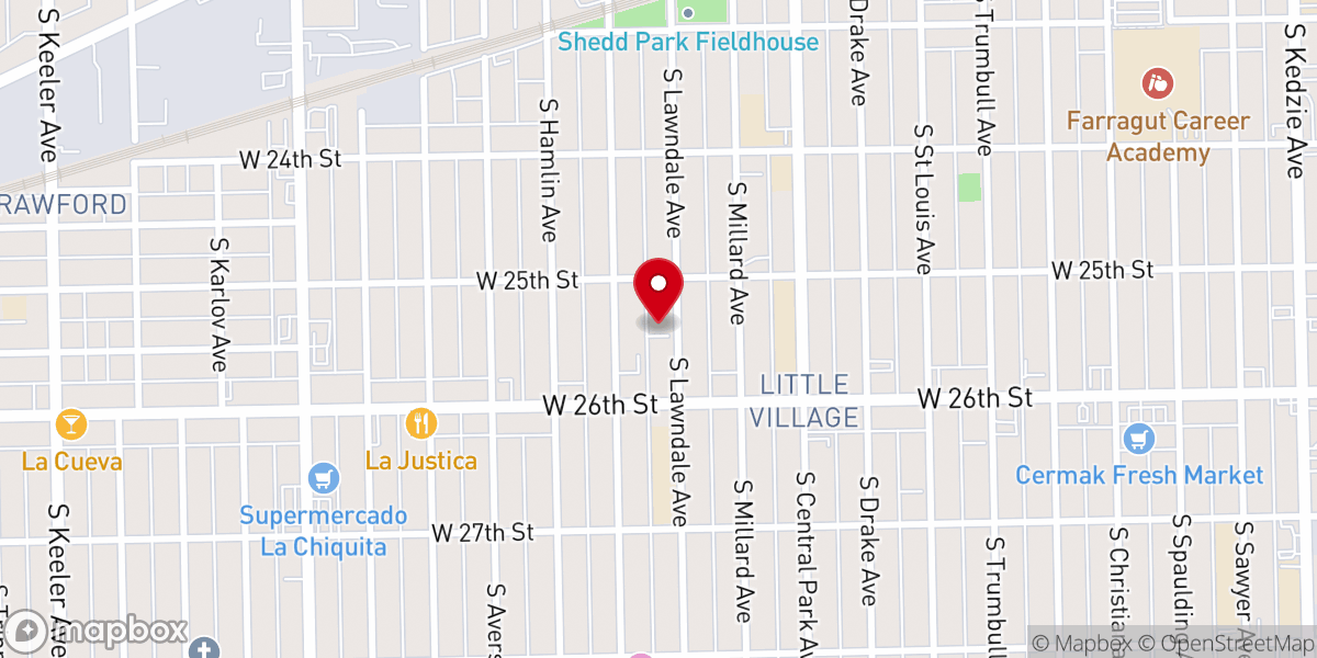 Map showing location of Lawndale Mennonite Church