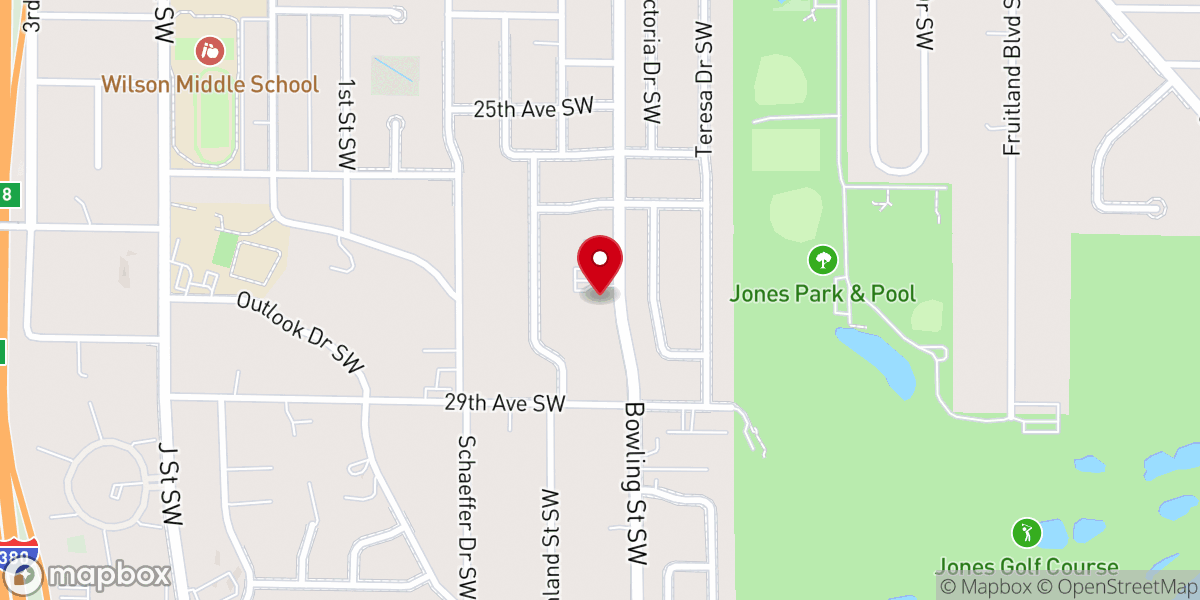 Map showing location of Hope Lutheran Church