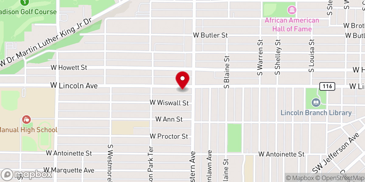 Map showing location of New Beginnings Worship Center - AFC