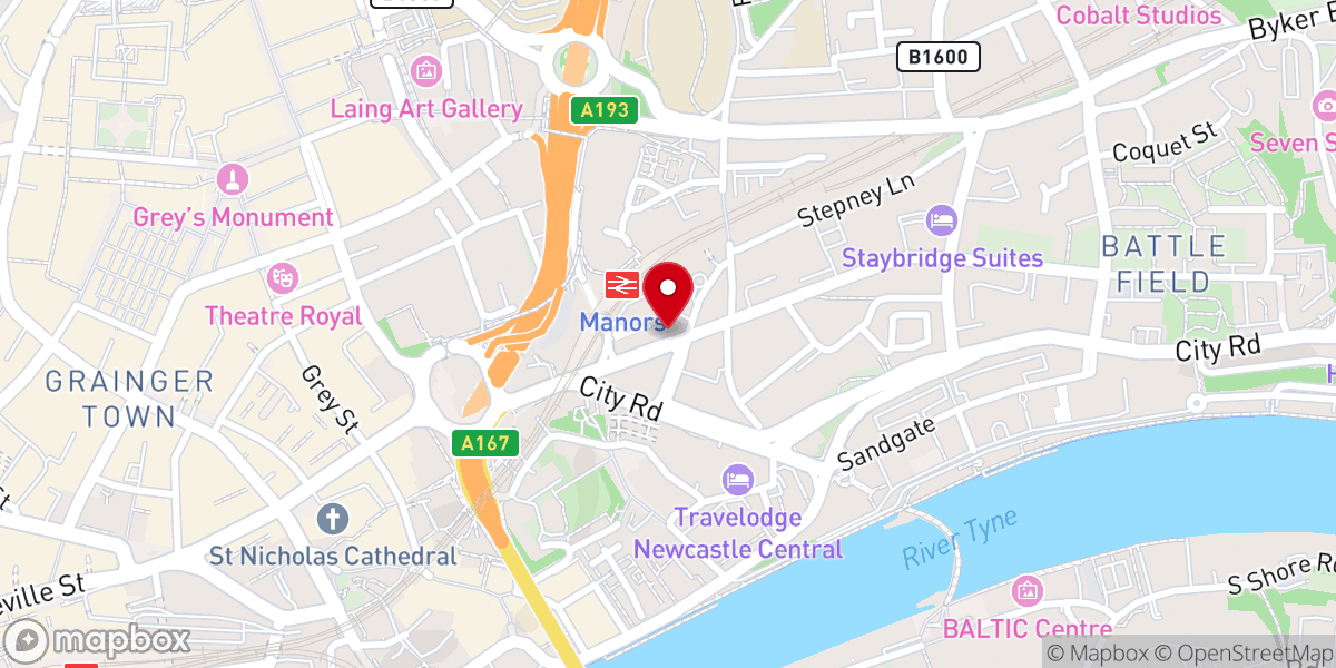 Map showing location of City Church Newcastle