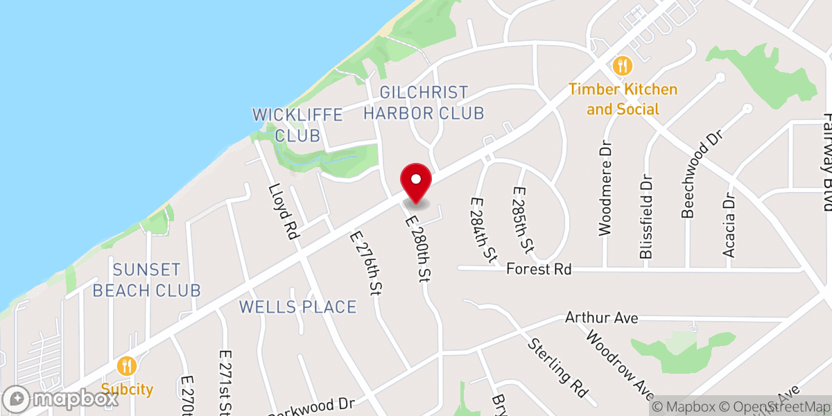 Map showing location of Lake Shore Christian Church