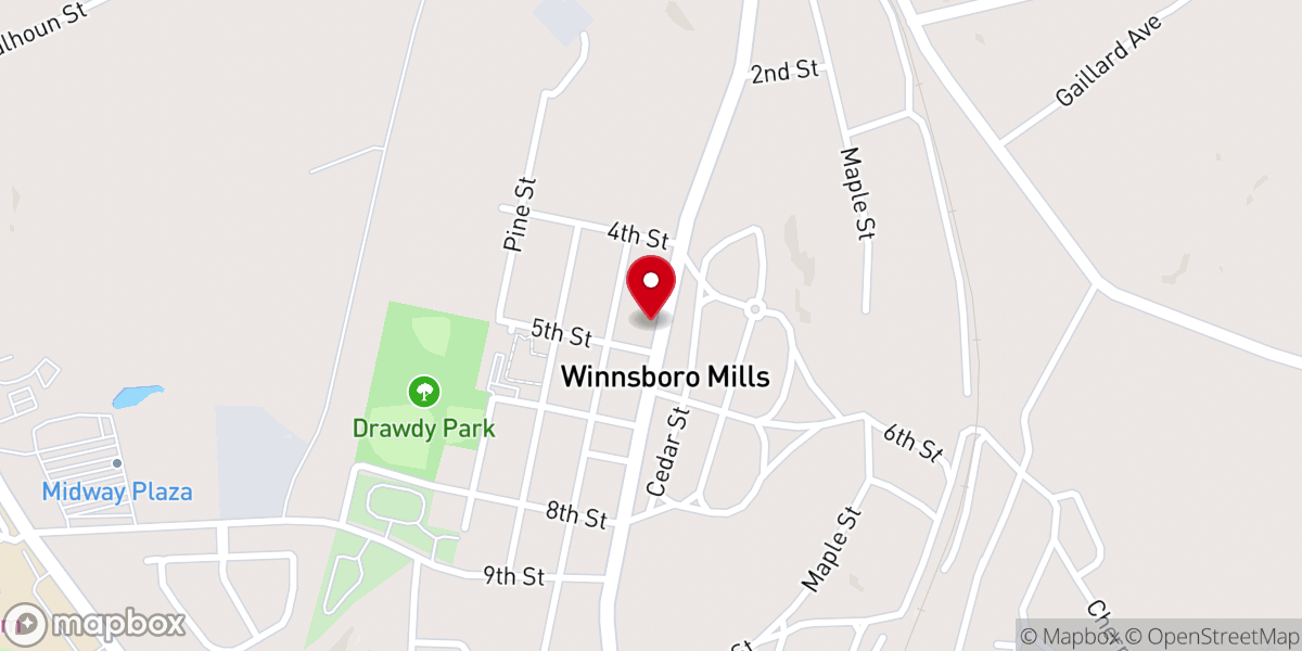 Map showing location of Winnsboro Mills Methodist Church