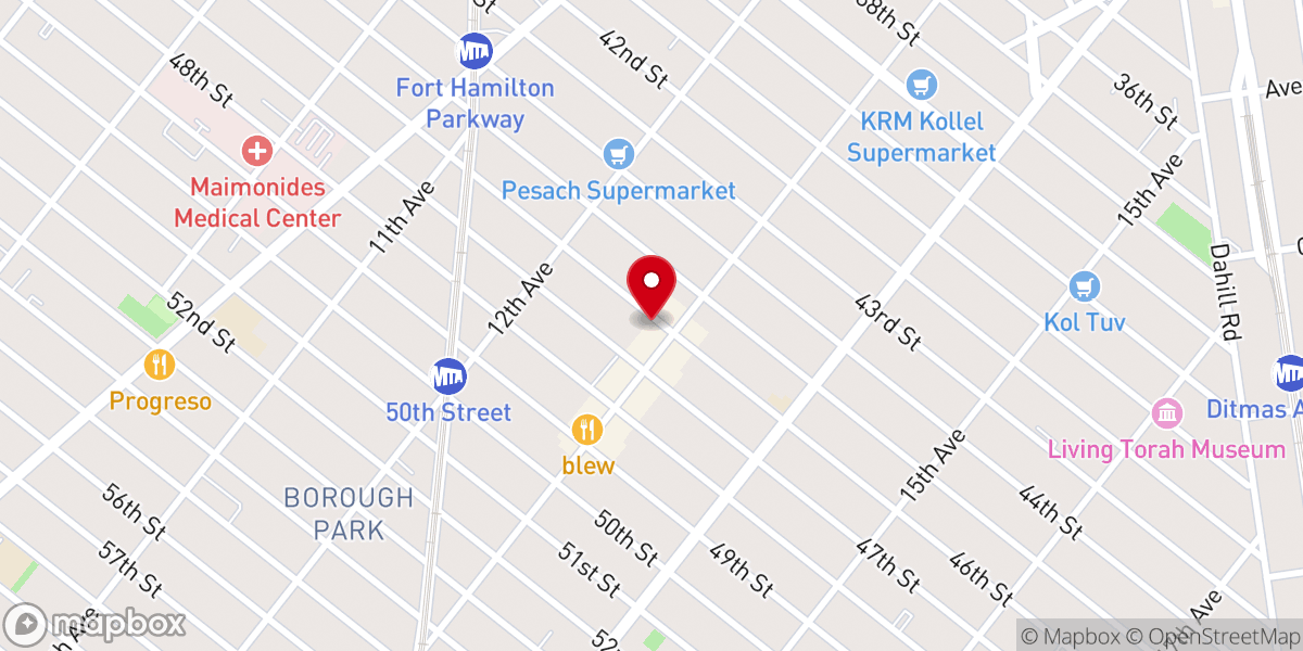 Map showing location of Congregation Toldos Avruhom Yitzchok