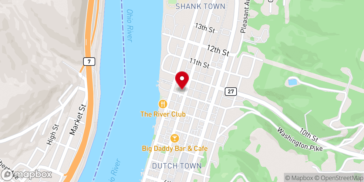 Map showing location of First Presbyterian Church of Wellsburg
