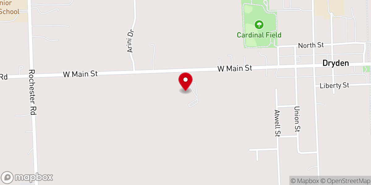 Map showing location of Dryden Wesleyan Church