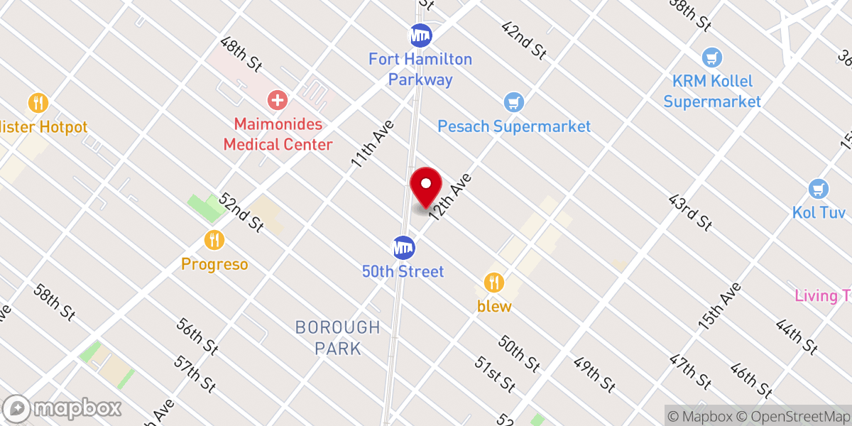 Map showing location of Congregation Reb Meir Baal Hanes