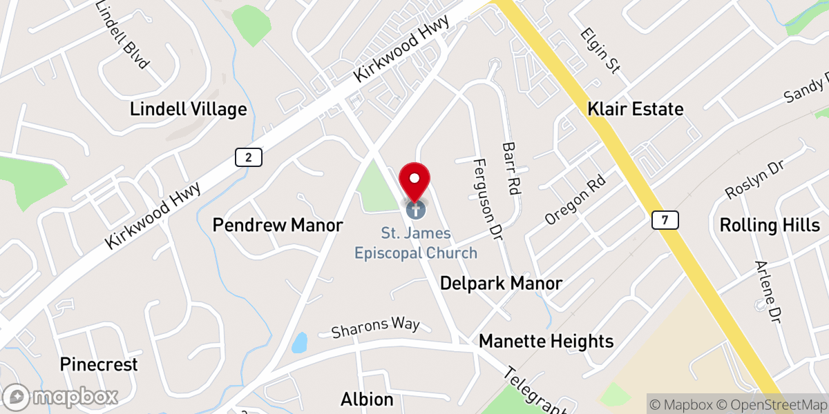 Map showing location of St James Episcopal Church