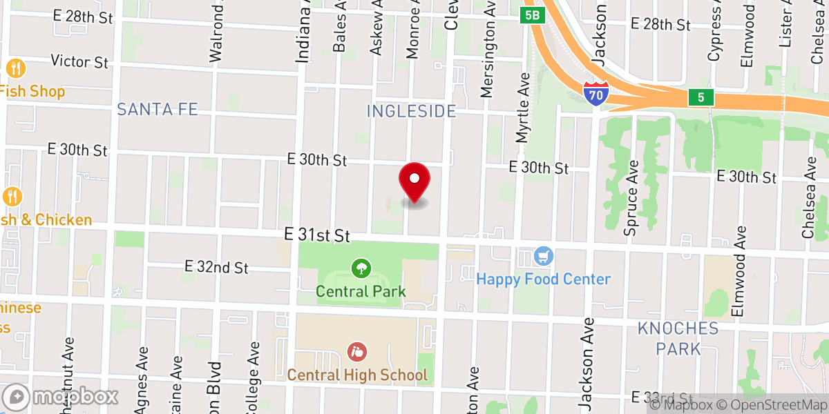 Map showing location of Victory Way Free Church