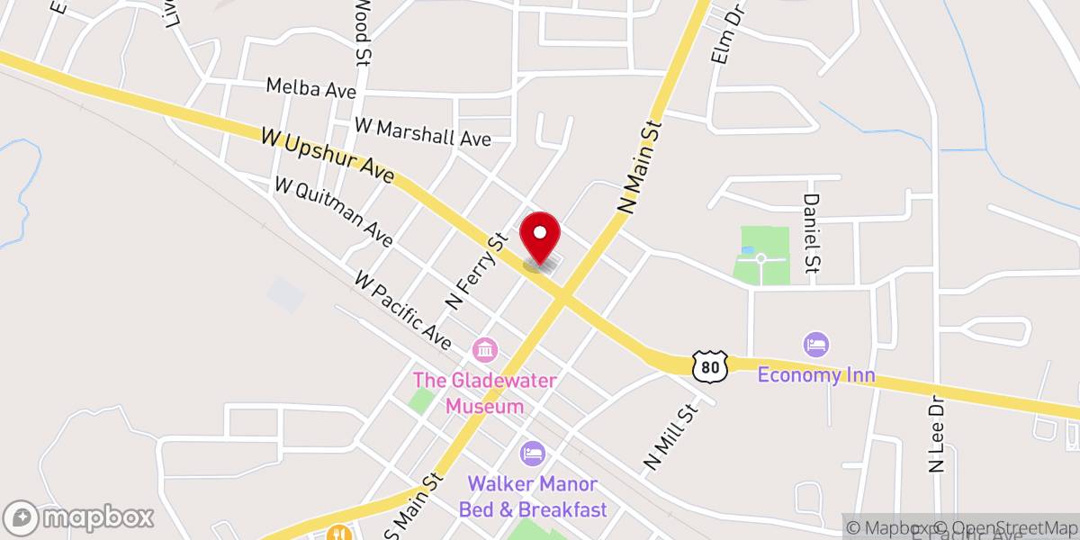Map showing location of First Baptist Church Parking