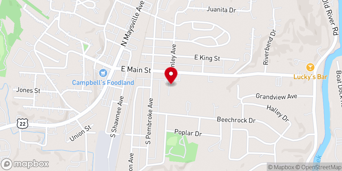 Map showing location of First Baptist Church