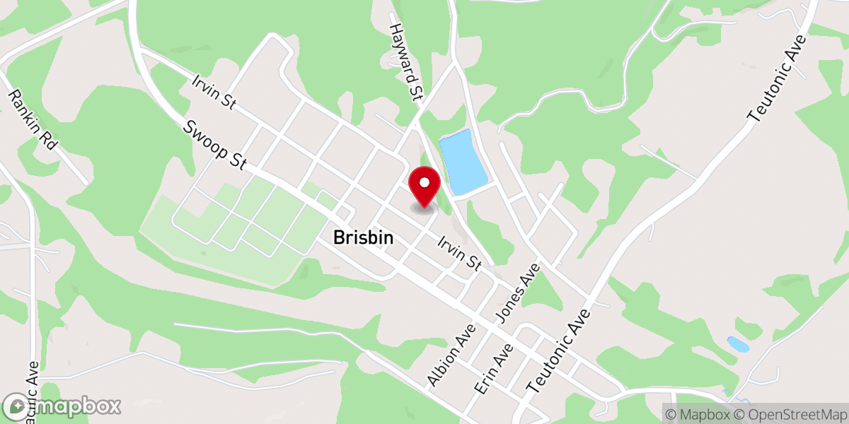 Map showing location of Brisbin First Church of God