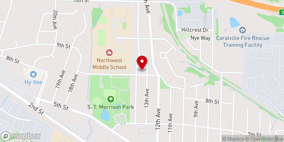 Map showing location of Coralville Community Food Pantry