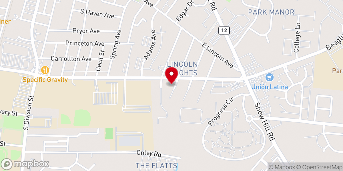Map showing location of Living Bread Worship Center