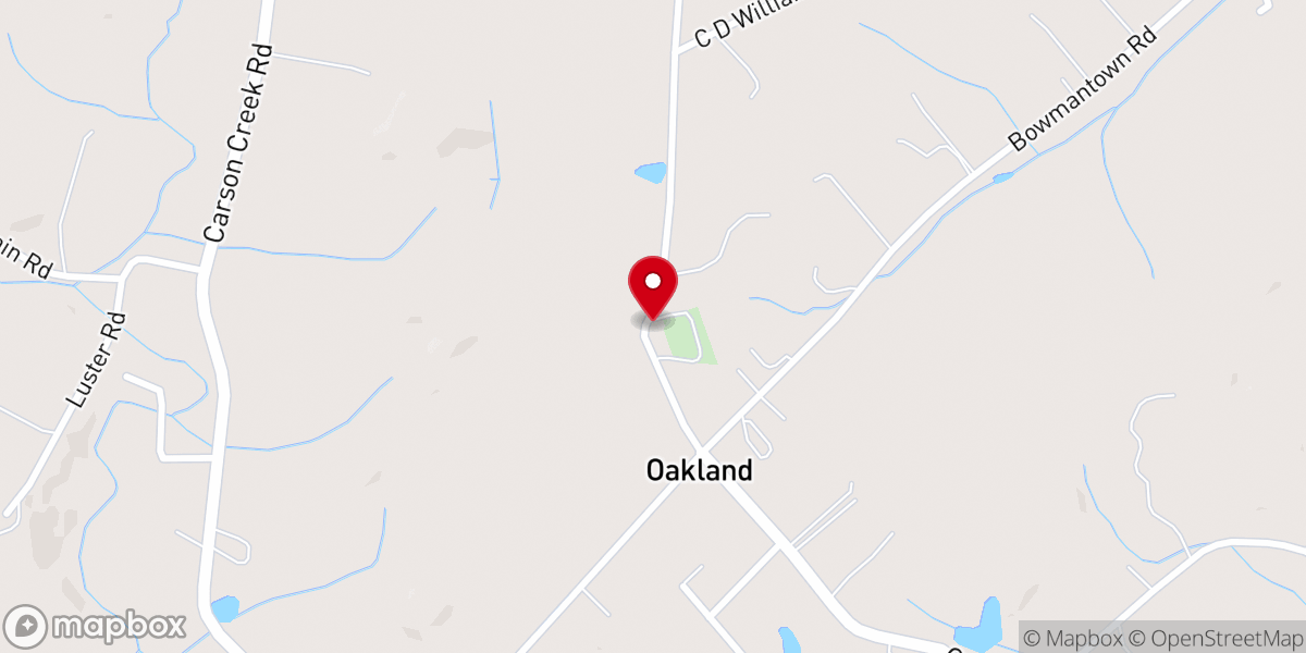 Map showing location of Oakland Cumberland Presbyterian Church