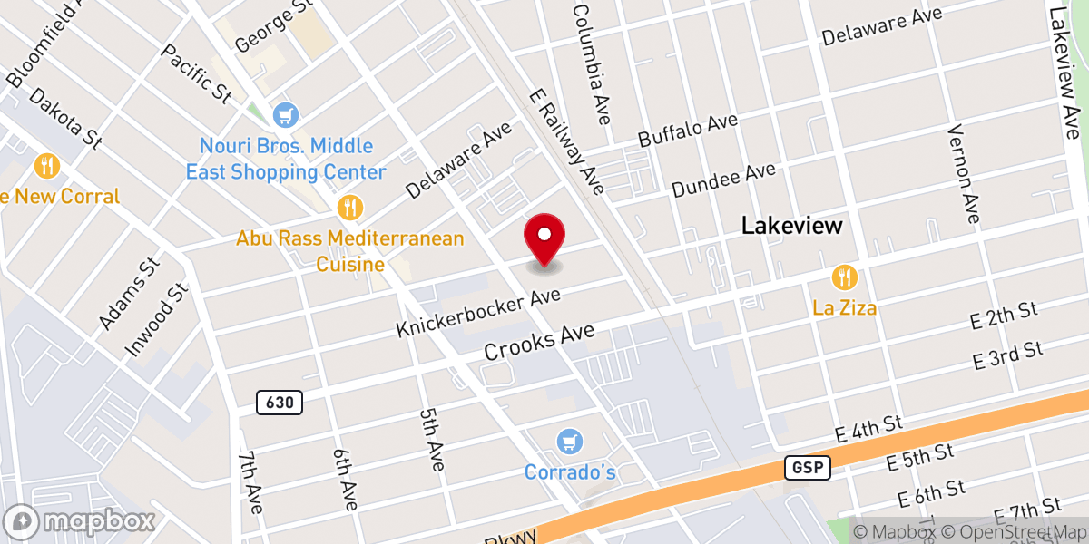 Map showing location of Lake View Presbyterian Church