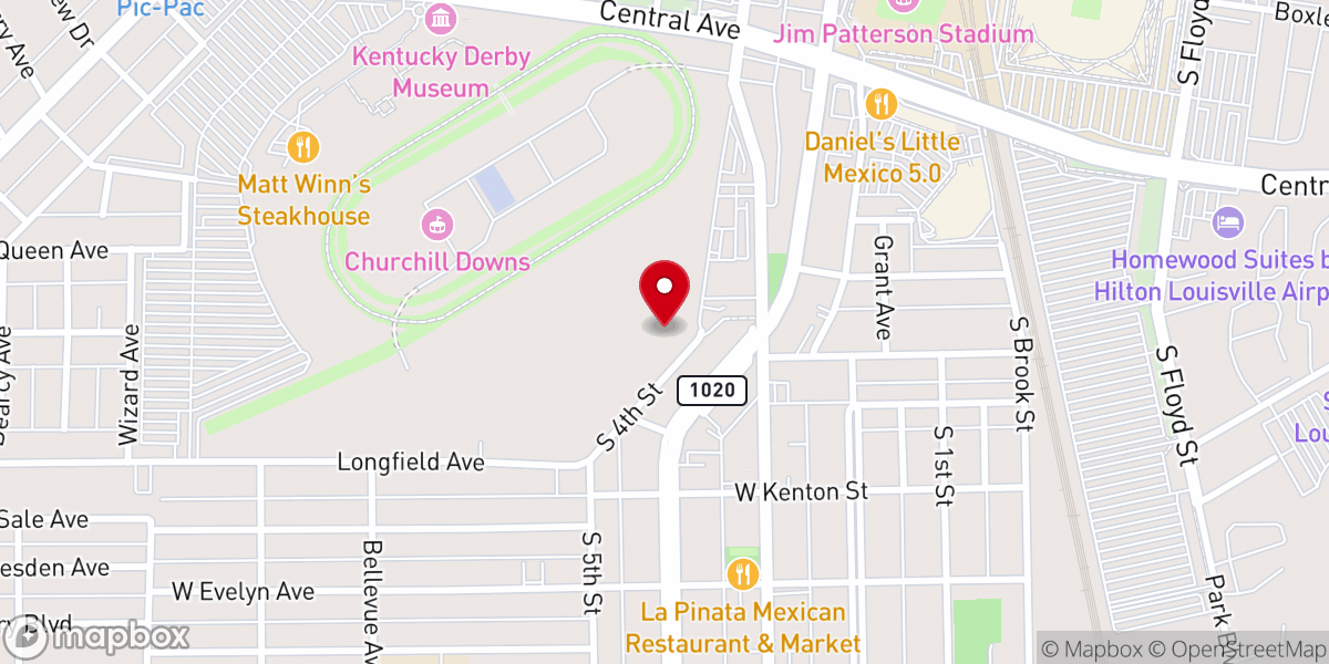 Map showing location of Christ Chapel at Churchill Downs