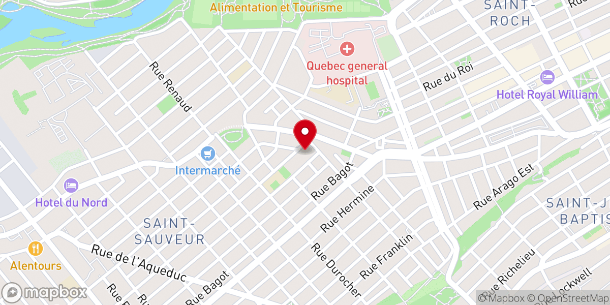 Map showing location of St. Sauveur Catholic Church
