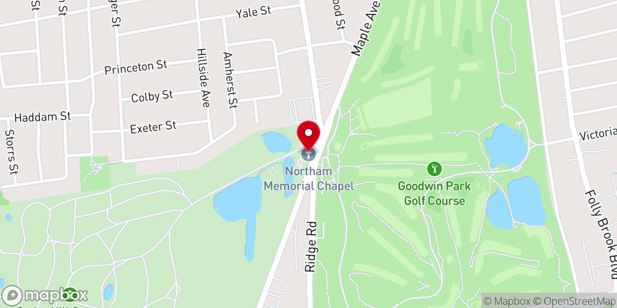 Map showing location of Northam Memorial Chapel
