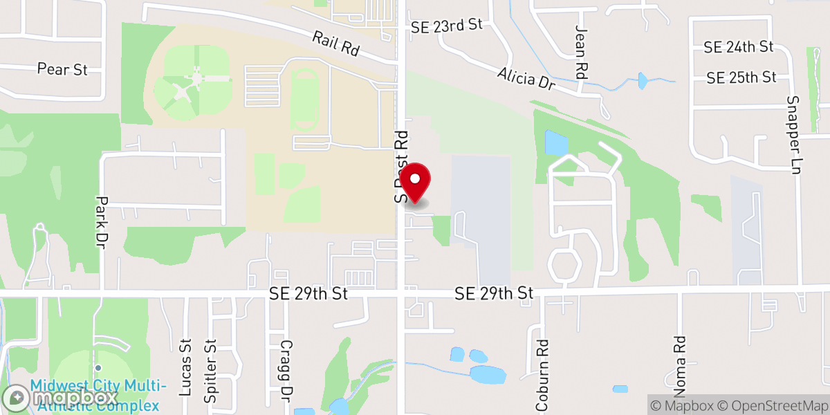 Map showing location of Midwest City Church of Christ