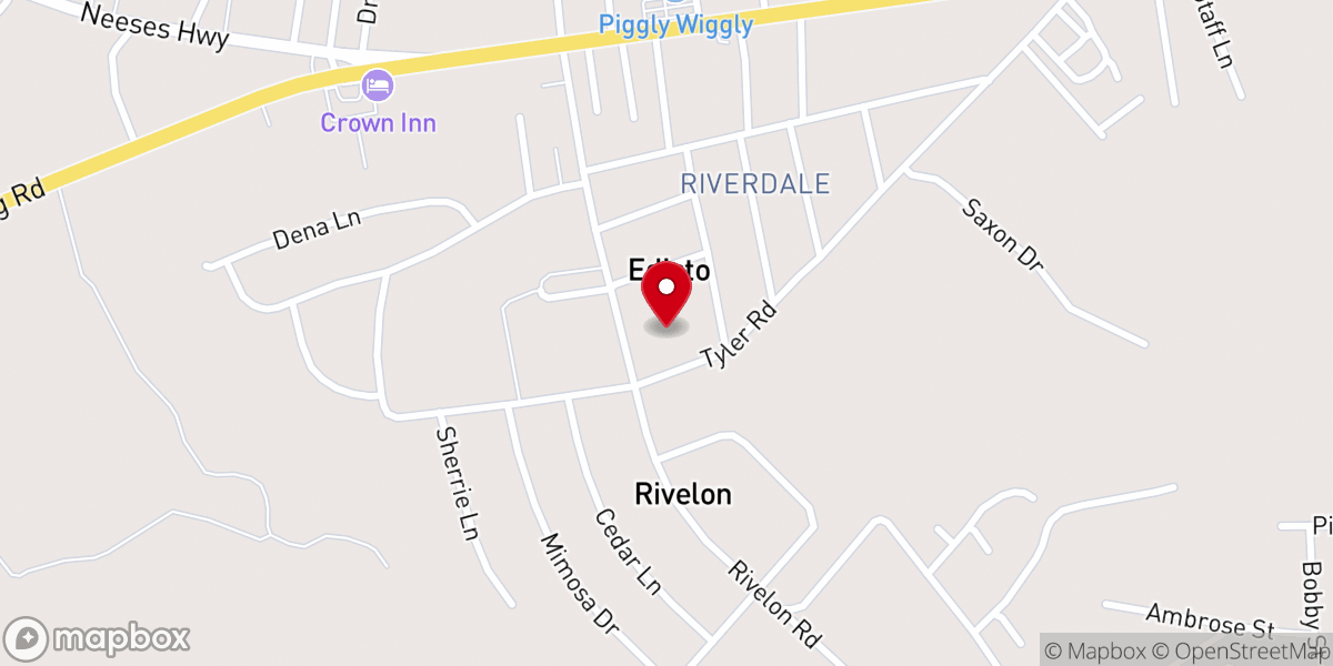Map showing location of Rivelon Baptist Church