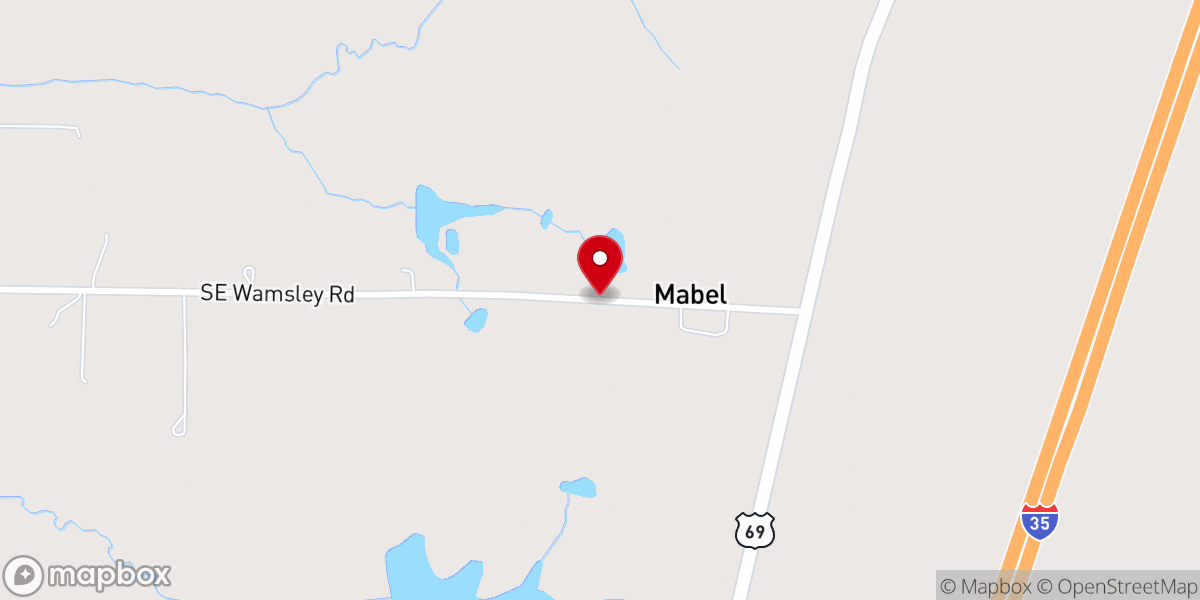 Map showing location of Mabel Worship Center