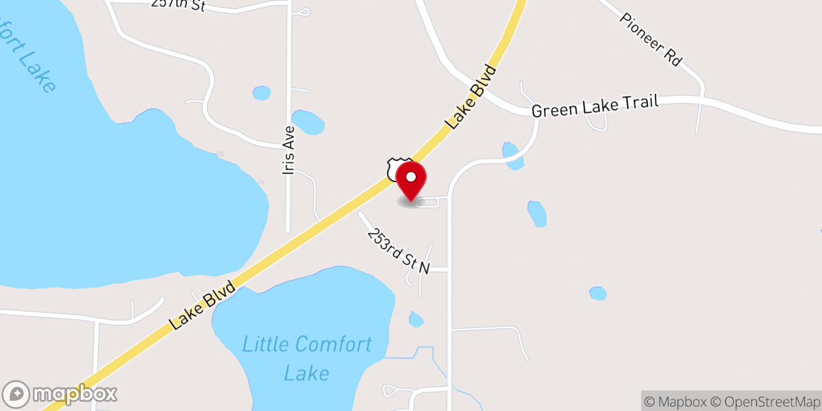 Map showing location of Lord of the Lakes Lutheran Church