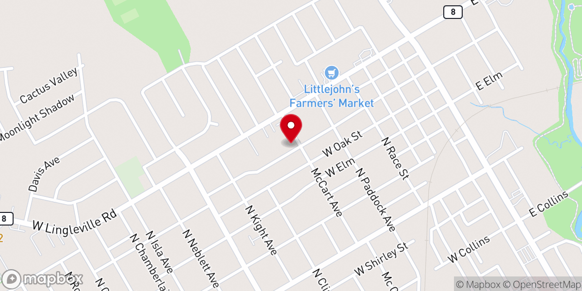 Map showing location of Cross Timbers Baptist Church
