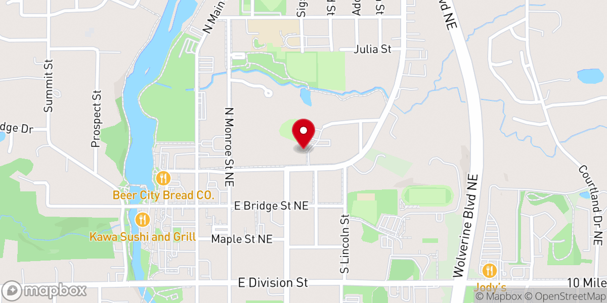 Map showing location of Rockford Baptist Church