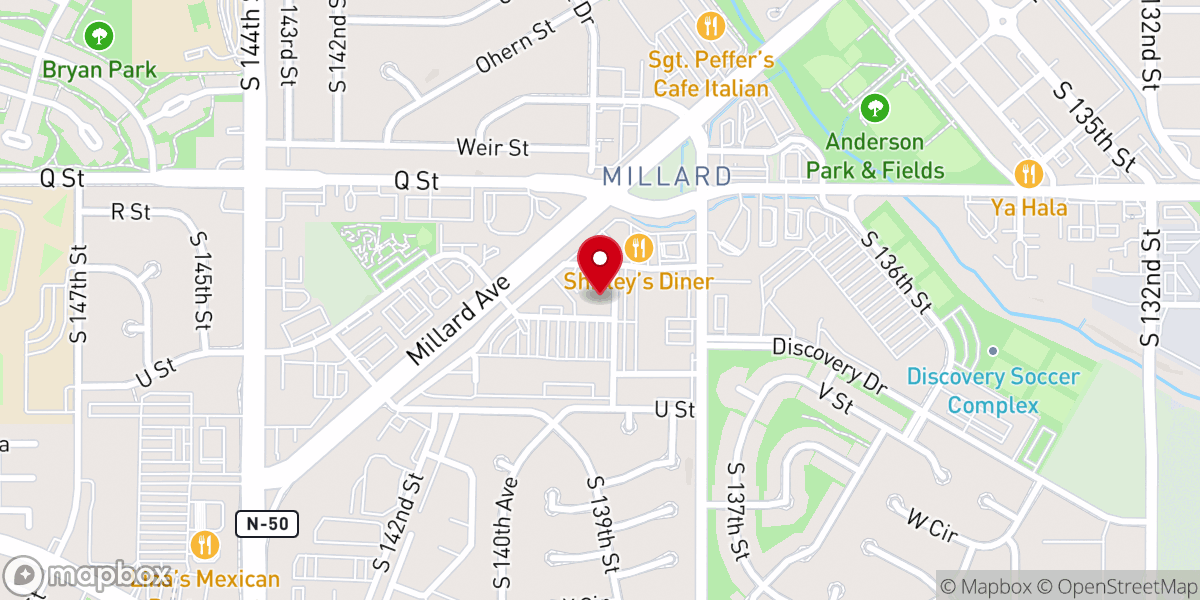 Map showing location of StoneBridge Christian Church (Millard Campus)